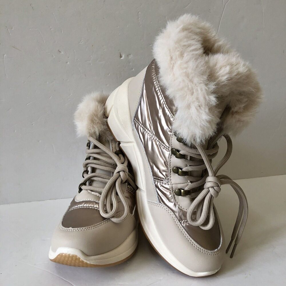 WANTED WOMEN'S LACE SNOW BOOTS LIGHTWEIGHT ANKLE BOOTIES STARDUST SIZE 7